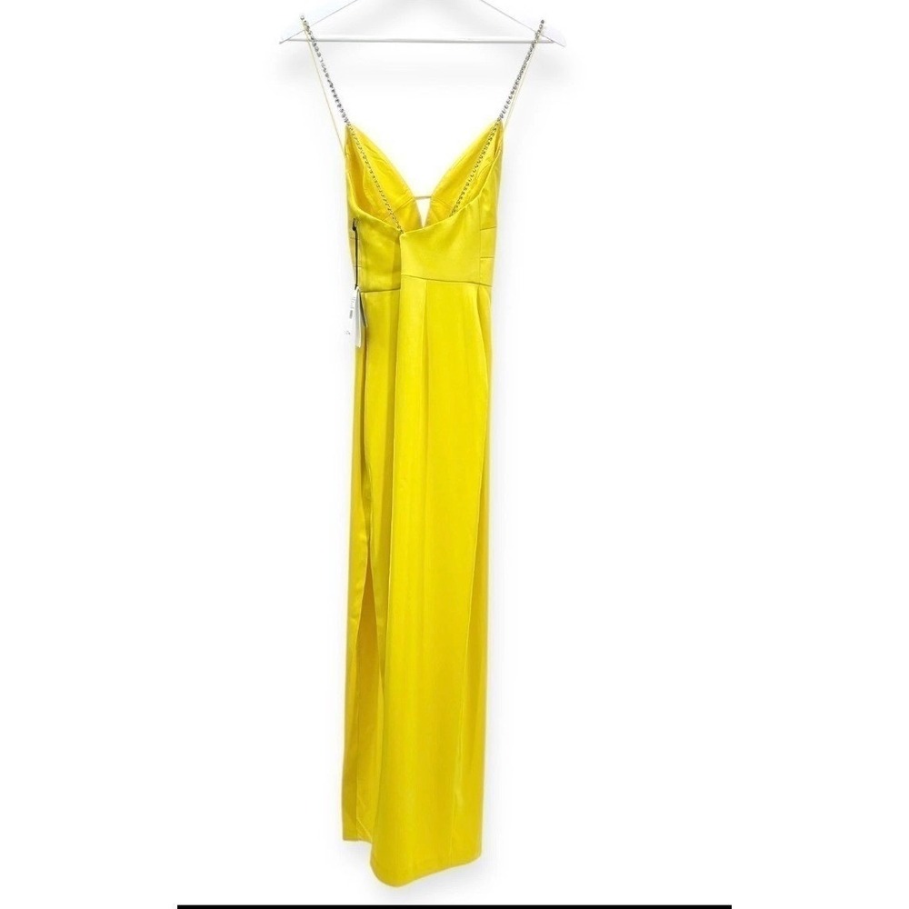 NWT Liv Foster Giselle Satin Long Dress in Solar Yellow - Size 8 - MSRP $295 - Picture 5 of 12